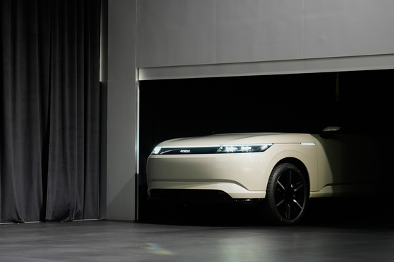 The Afeela Prototype 2026 is displayed during a Sony Honda Mobility news conference ahead of CES in Las Vegas on Jan. 5. [AP/YONHAP]